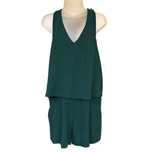 Comptoir Des Cotonniers Razorback Romper Shorts US Medium Teal Green Fr 40 Flowy